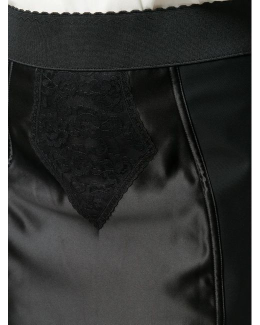 Dolce & Gabbana Black Powernet Satin Midi Skirt