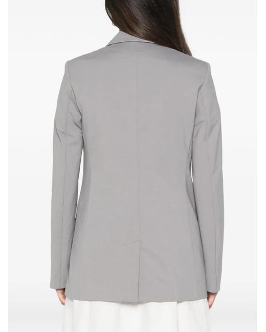 Max Mara Gray Double-Breasted Notched-Lapel Blazer