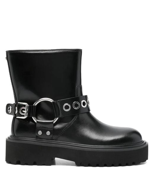 Maje Black 40Mm Eyelet-Embellishment Biker Boots