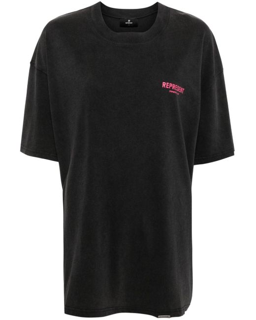 Represent T-shirt Met Print in het Black