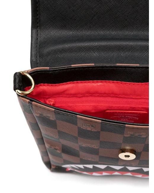 Sprayground Black Peeking Character-Check Messenger Bag for men