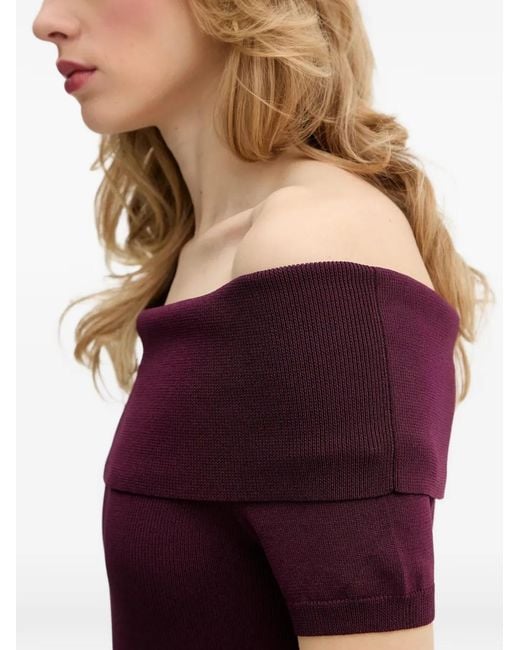 Bardot Purple Harro Off-Shoulder Midi Dress