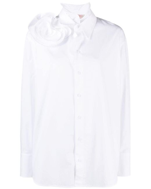 Valentino Garavani White Hemd mit Blumenapplikation
