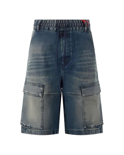 DIESEL Blue Short En Jean Cooper À Poches Cargo