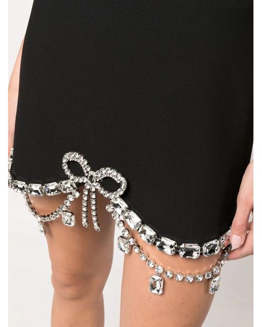 Area Black Crystal Bow Mini Skirt