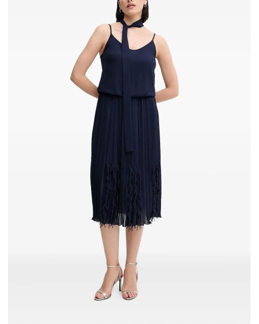 Vestido midi con volantes en el dobladillo Sandro Ferrone de color Blue