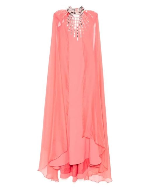 Jean Louis Sabaji Pink Embellished Cape Dress