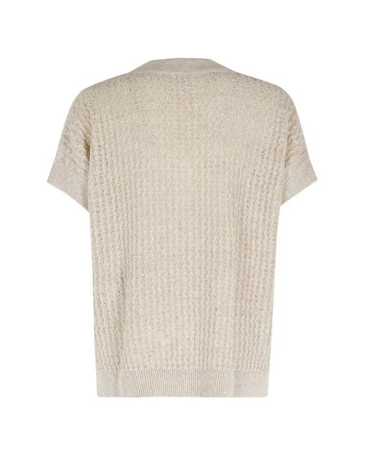 Eleventy White V-Neck Top