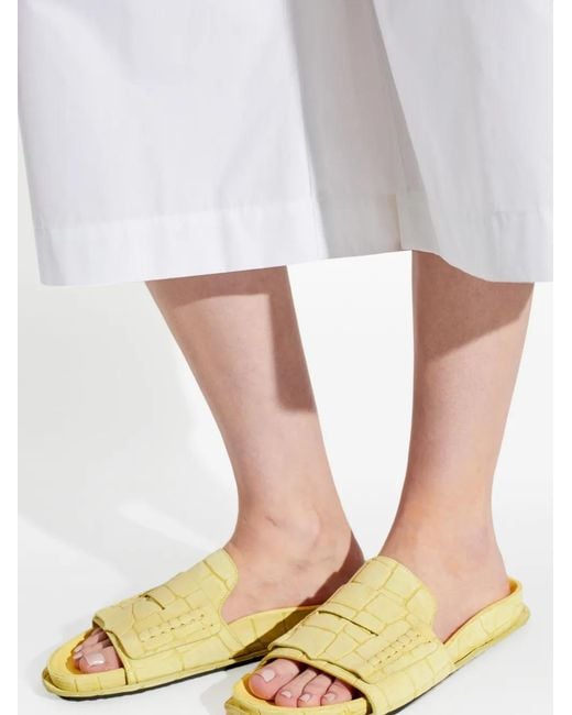 Jacquemus Yellow Croc-Effect Leather Flat Sandals