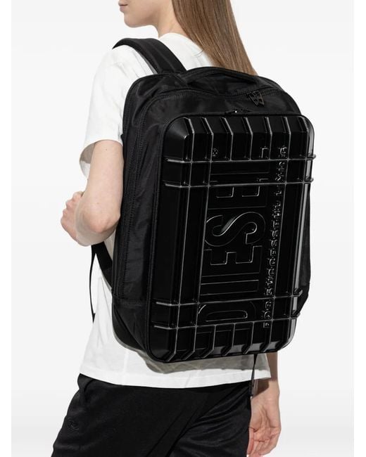 DIESEL Black Embossed Logo Backpack