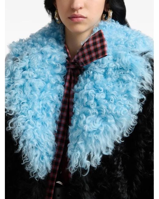 Marni Black Gitana Shearling Single-Breasted Coat