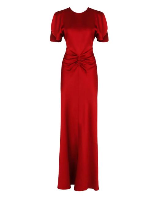Victoria Beckham ショートスリーブ ギャザードレス Red