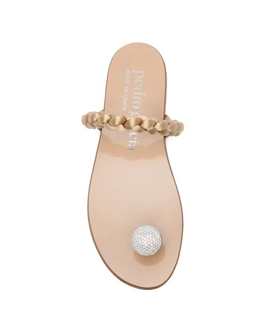Pedro Garcia White Pipa Braided-Strap Flat Sandals