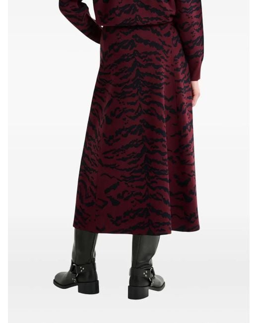 Essentiel Antwerp Purple Tiger-Print Midi Skirt