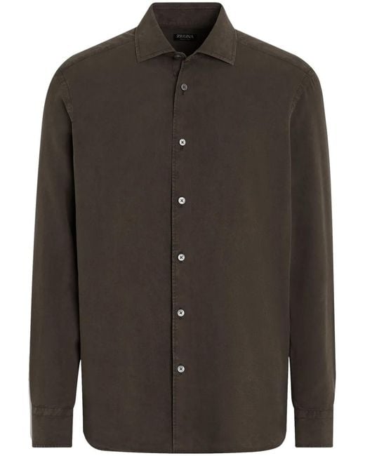 Zegna Gray Silk Shirt for men