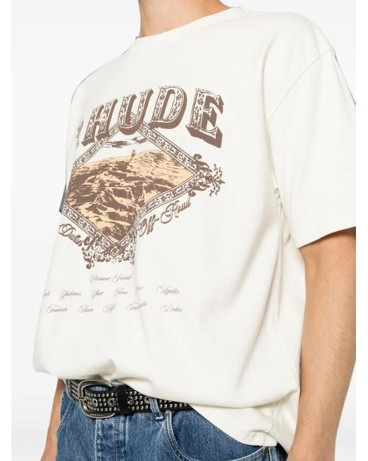 Rhude White Graphic-Print T-Shirt for men