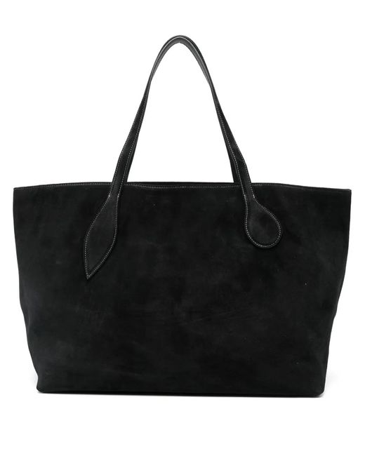Liffner Black Mega Sprout Suede Tote Bag