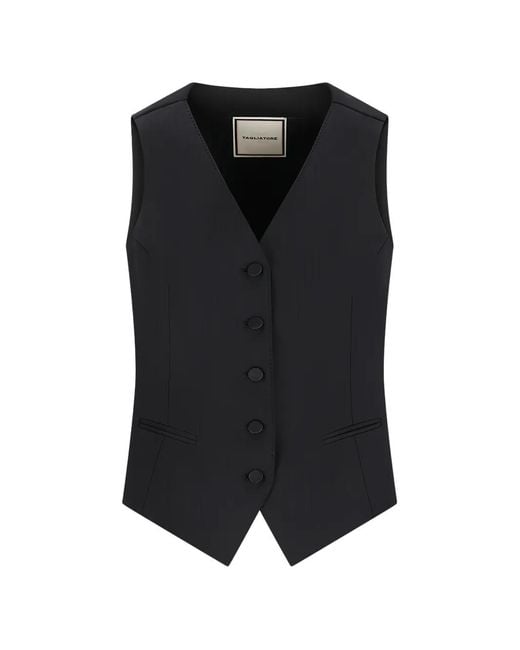 Tagliatore Black Buttoned Waistcoat