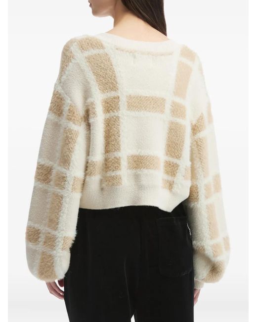 Musium Div. White Check-Pattern Cardigan