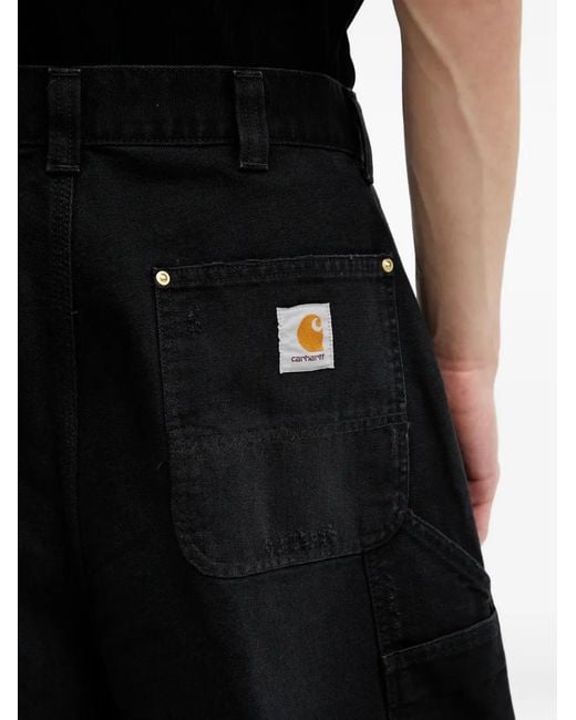 Carhartt Black Og Single Knee Logo-Patch Cargo Shorts for men