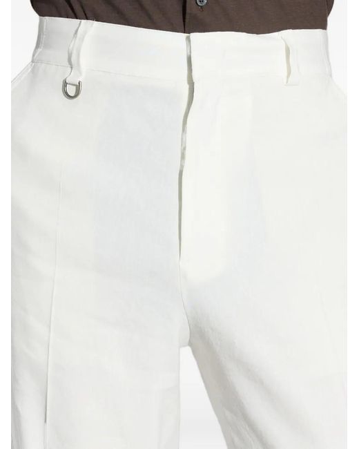 Paolo Pecora White Stretch-Linen Loose-Fit Chino Trousers for men