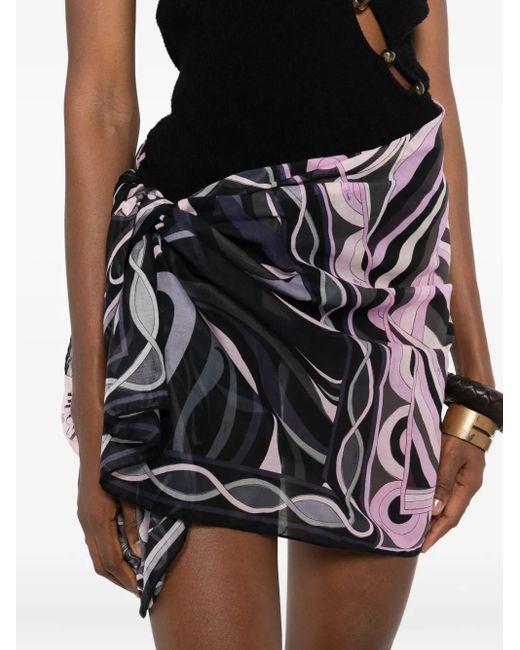 Emilio Pucci Black Floral-Print Mini Pareo