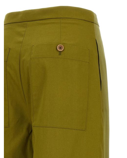 Jejia Green Jean Buttoned Silk Trousers