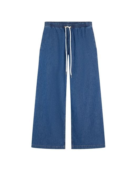 Tommy Hilfiger Blue Drawstring Wide-Leg Jeans