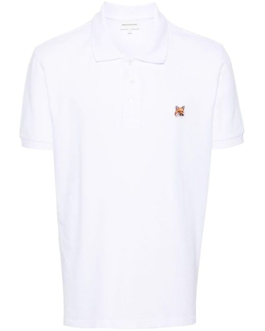 Maison Kitsuné Piqué Poloshirt Met Vossenpatch in het White voor heren