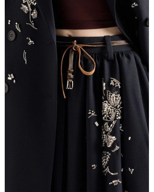 Prada Blue Verzierter Plisseerock