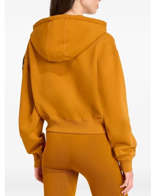 Adidas Orange Zip-Up Logo-Patch Hoodie