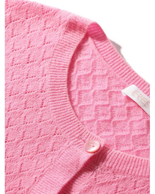 Eres Pink Sucrerie Pointelle-Knit Cardigan