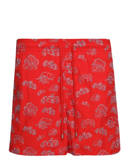 Vilebrequin Red Mistral Hermit Crabs-Print Swim Shorts for men