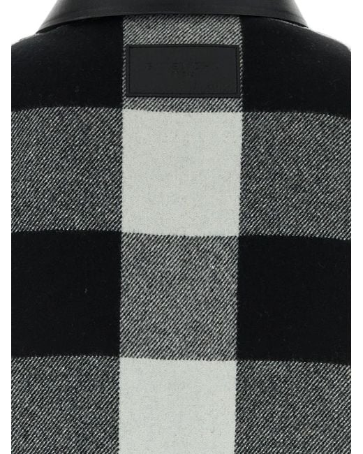 Givenchy Black Veste À Carreaux À Col En Cuir for men