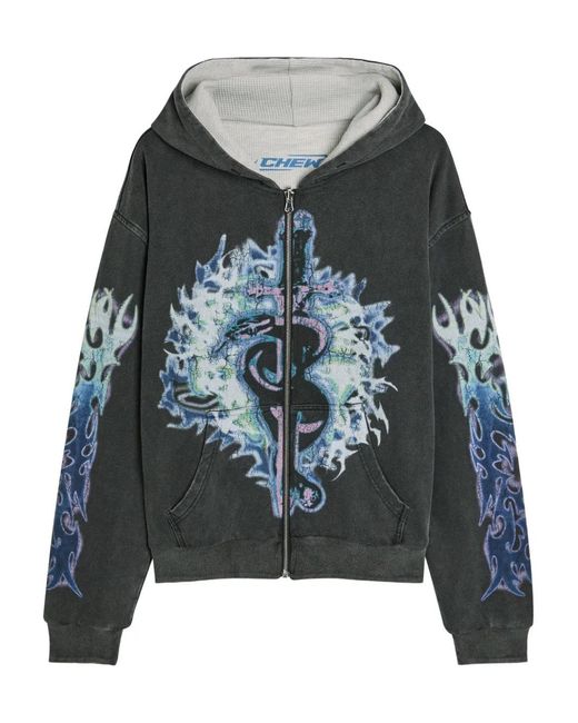 Chew Forever Gray Graphic Zip-Up Sweatshirt for men
