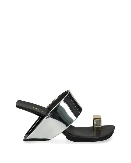 United Nude Black Sandales Loop Toe Hi À Effet Métallisé