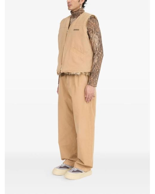 MM6 by Maison Martin Margiela Natural Faux Fur-Trimmed Sleeveless Vest for men