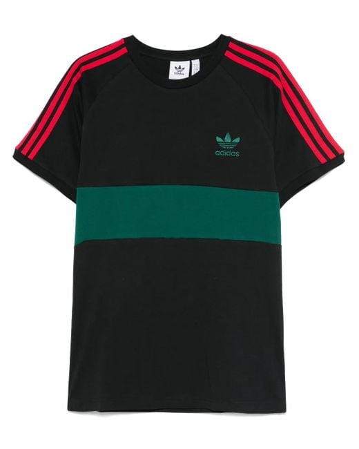 Adidas Green 3-Stripes Panelled T-Shirt for men