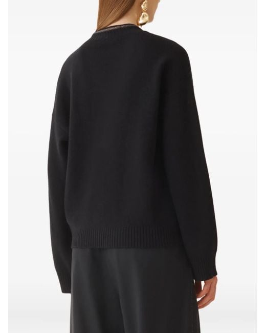 Maglione Con Scollo A V E Decorazione di Fabiana Filippi in Black