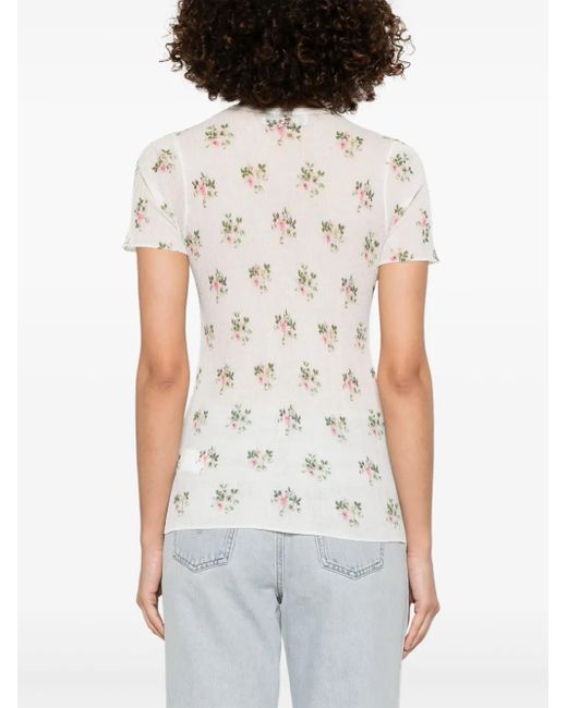 Camiseta con estampado floral Blumarine de color White