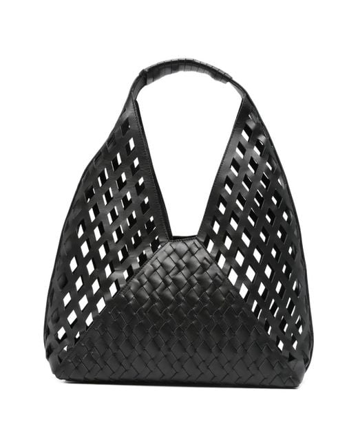 Vic Matié Black Woven-Design Tote Bag
