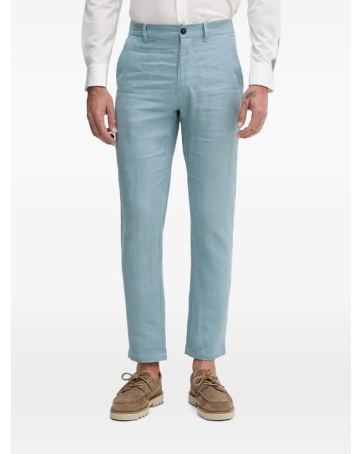 Trussardi Blue Embroidered-Logo Slim-Fit Trousers for men