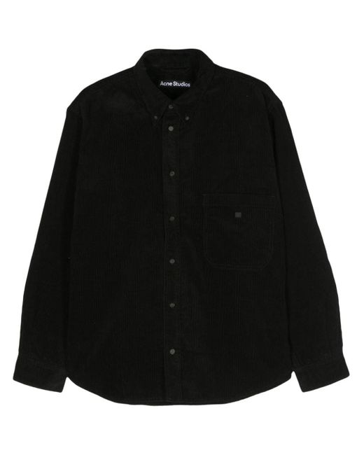 Acne Ribfluwelen Shirt Met Face-patch in het Black