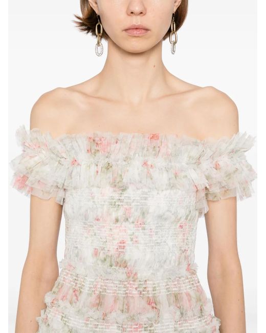 Abito Con Stampa A Fiori di Needle & Thread in Natural