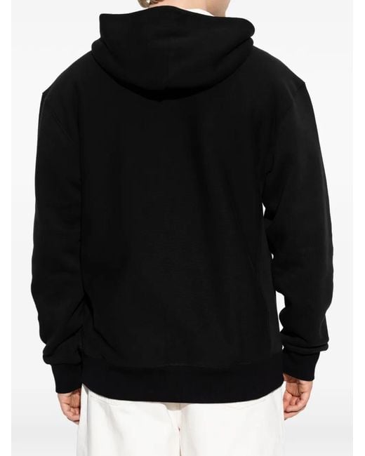 KENZO Black Reversible Floral-Embroidered Hoodie for men