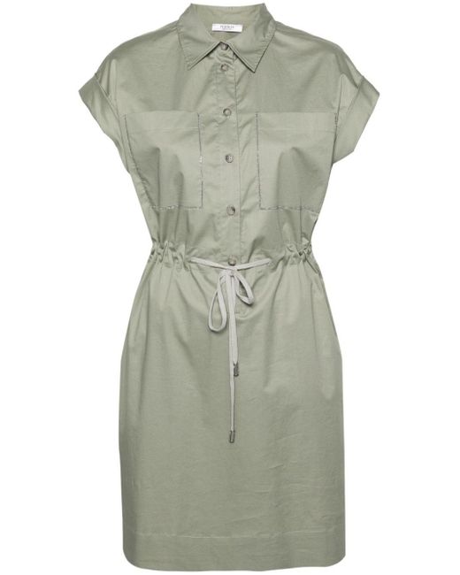 Peserico Green Bead-detail Shirt Dress