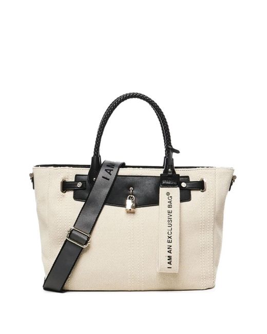 V73 White Logo-Engraved Tote Bag