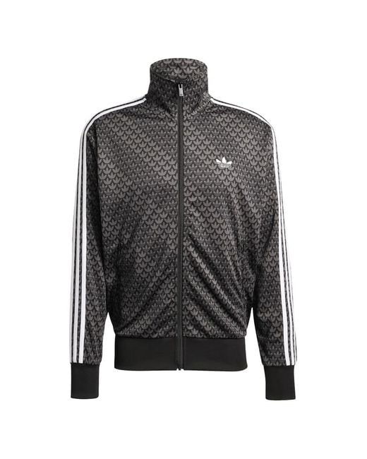 Adidas Gray Firebird Patterned Zip Sweatshirt for men