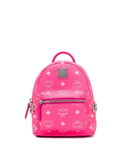 MCM Pink Mini Stark Backpack