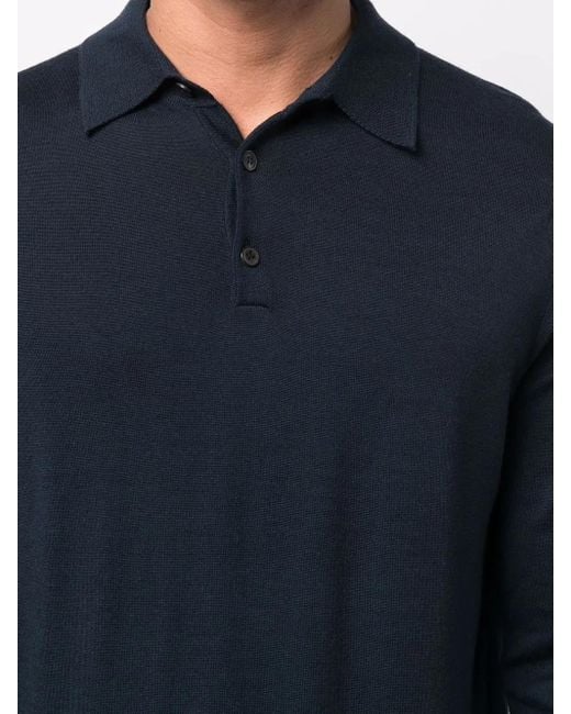Polo A Maniche Lunghe di Sunspel in Blue da Uomo
